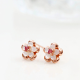 Dainty Sakura Stone Stud Rose Gold Plated (S925)