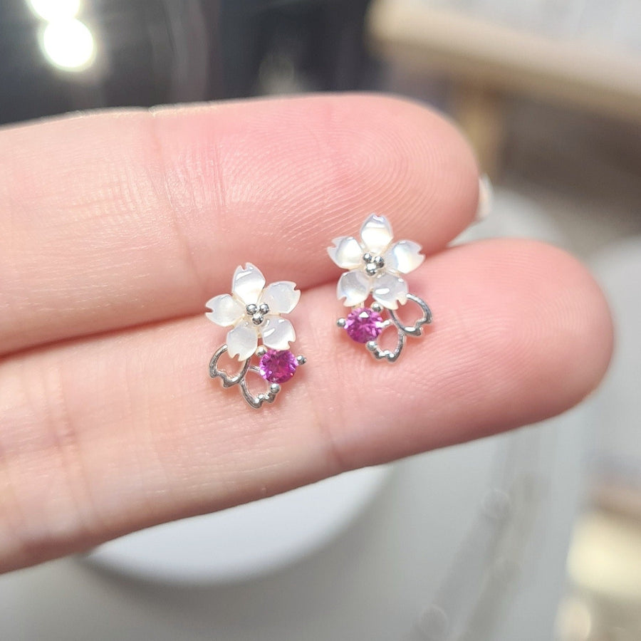 Dainty Sakura Stud Rose Gold Plated (S925)