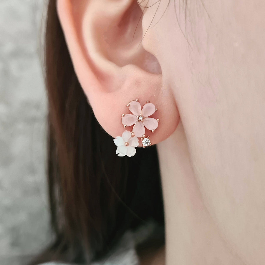 Sakura Dangling Two-Ways Earrings 925 Silver