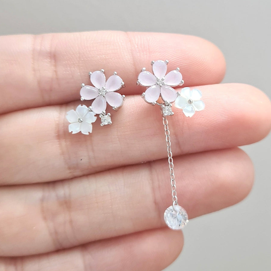 Sakura Two-Ways Dangling Earrings 925 Silver