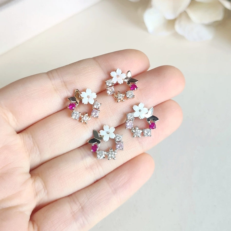 Floral Butterfly Earstud 925 Silver