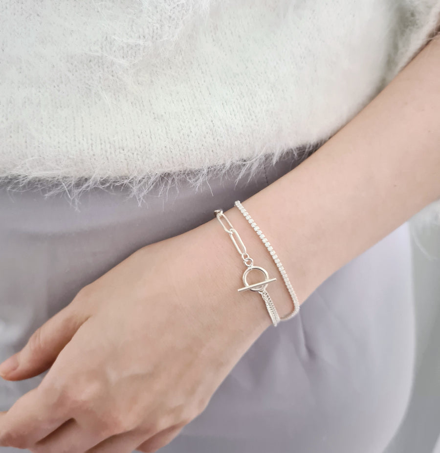 Jessica Statement Double Chain Bracelet 925 Silver