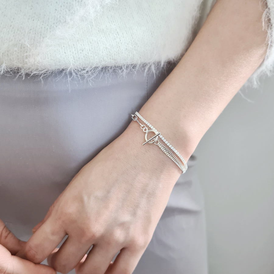 Jessica Statement Double Chain Bracelet 925 Silver