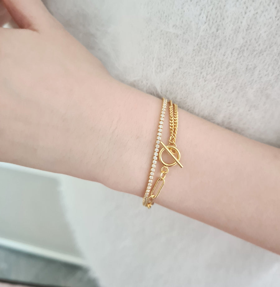 Jessica Statement Double Chain Bracelet 925 Silver