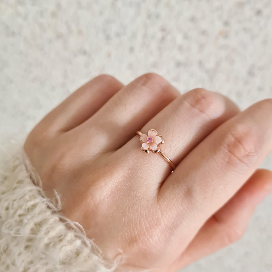 Dainty Sakura Ring Rose Gold Plated (S925)