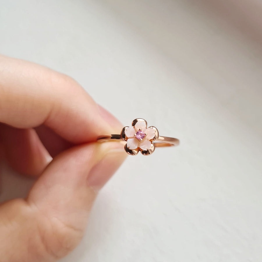 Dainty Sakura Ring Rose Gold Plated (S925)