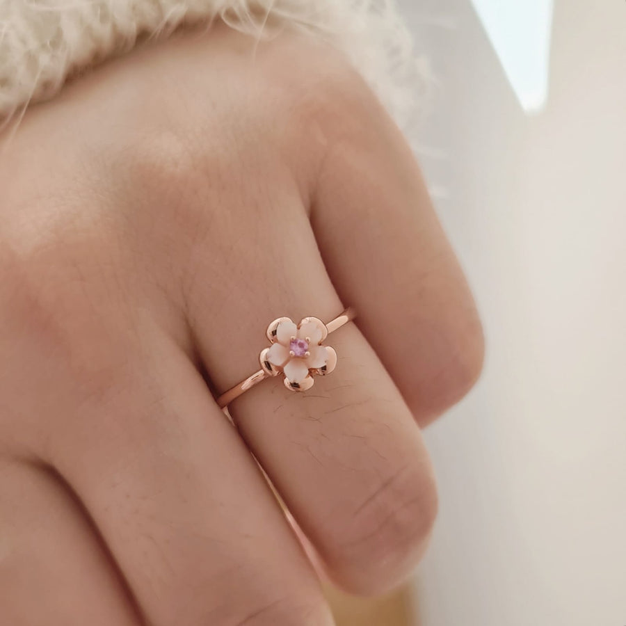 Dainty Sakura Ring Rose Gold Plated (S925)