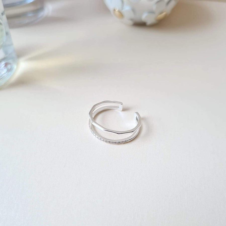 Gina Layered Adjustable Ring 925 Silver