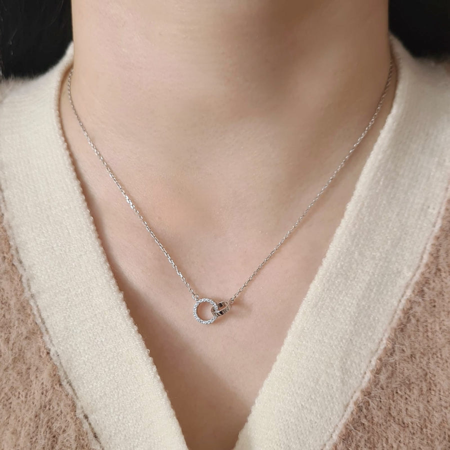 Double Ring Necklace 925 Silver