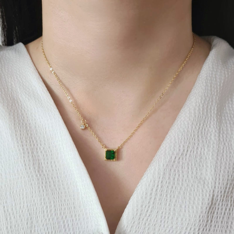 Emerald Necklace Gold Plated (S925)