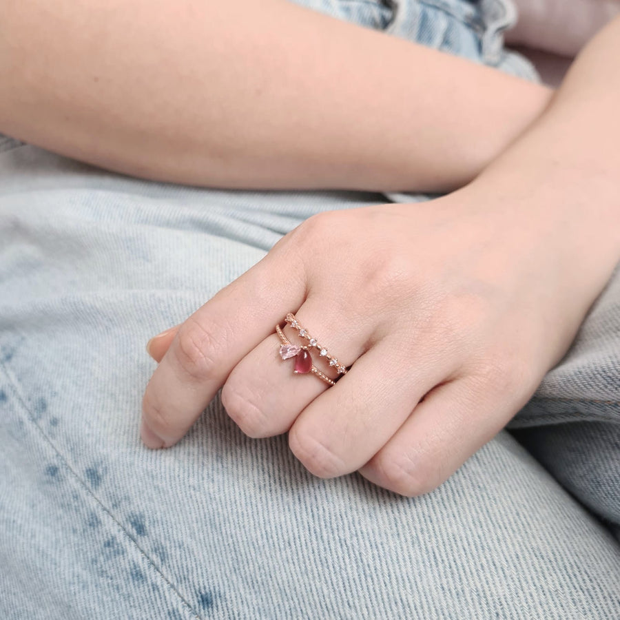 Cheri Heart Ring Rose Gold Plated