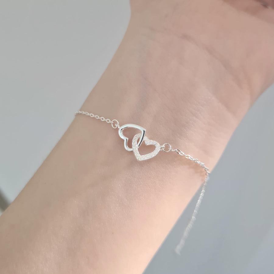 Interlock Hearts Two Ways Bracelet 925 Silver