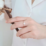 Dainty Sakura Stone Ring Rose Gold (S925)