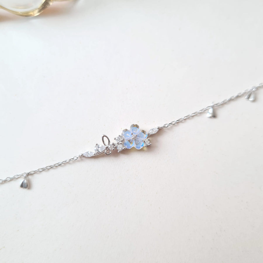 Aurora Butterfly Flower Bracelet 925 Silver
