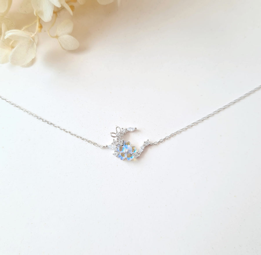 Aurora Crescent Flower Bracelet 925 Silver