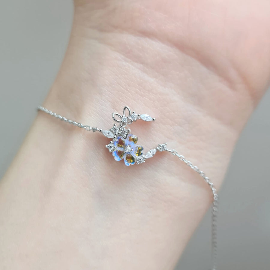 Aurora Crescent Flower Bracelet 925 Silver