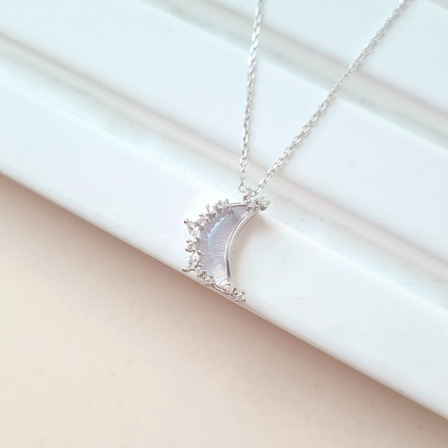 Aurora Moon Crescent Necklace 925 Silver