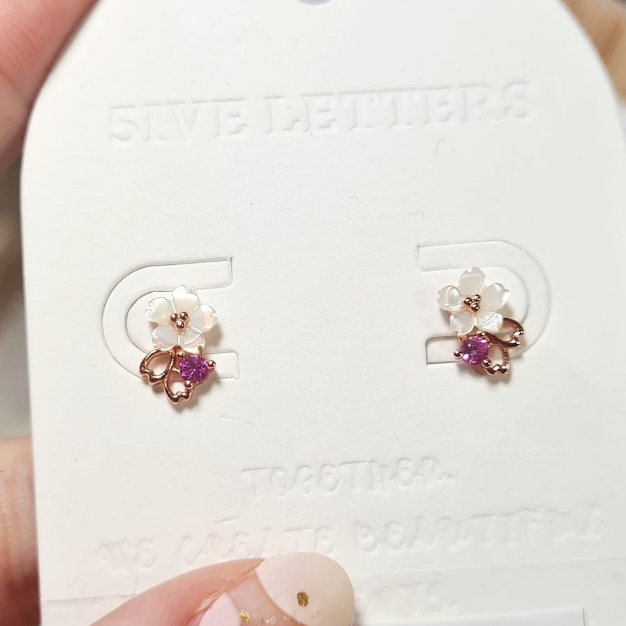 Dainty Sakura Stud Rose Gold Plated (S925)