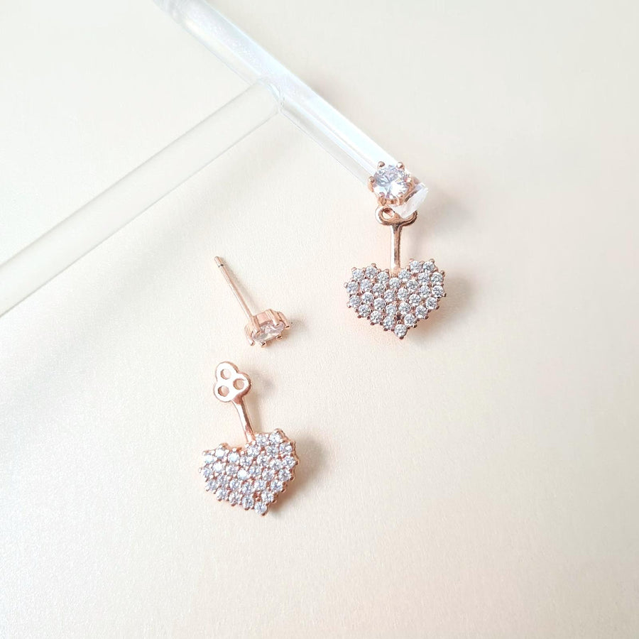 Dori Heart EarJacket Rose Gold Plated (925 Silver)
