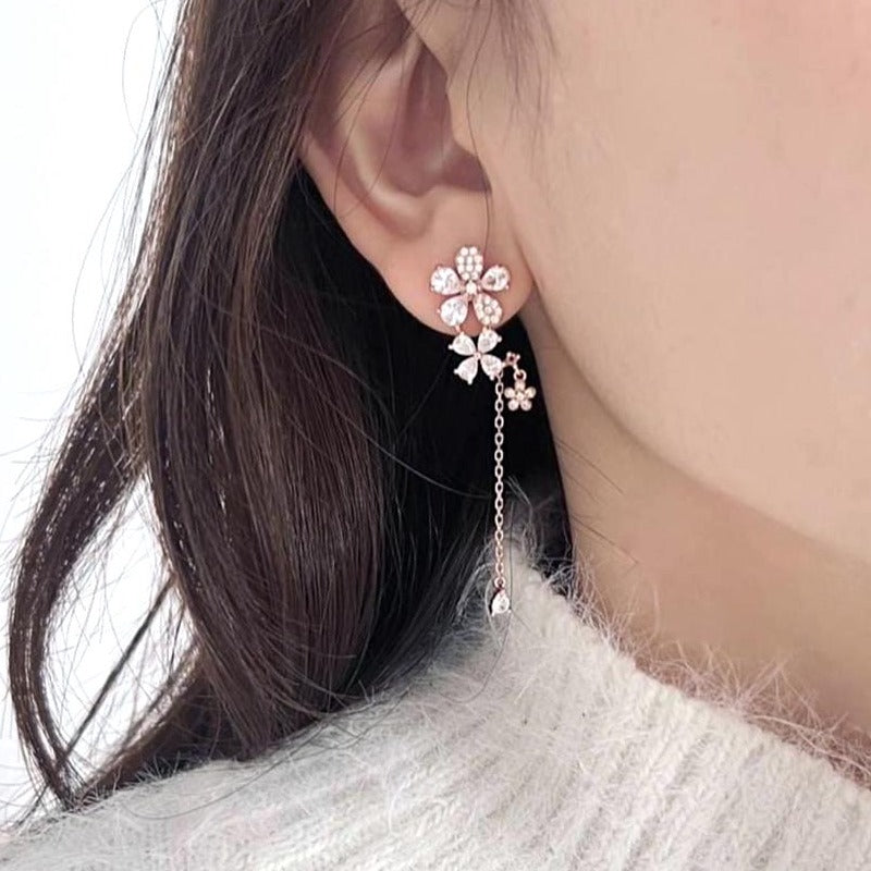 Anna Flower Dangling Earrings 925 SIlver