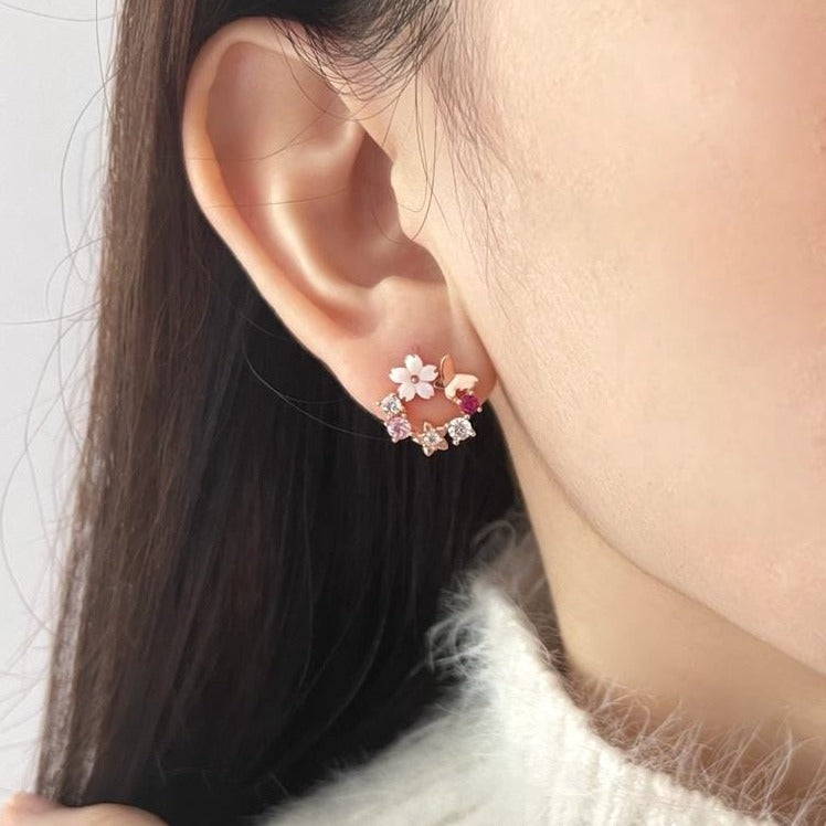 Floral Butterfly Earstud 925 Silver