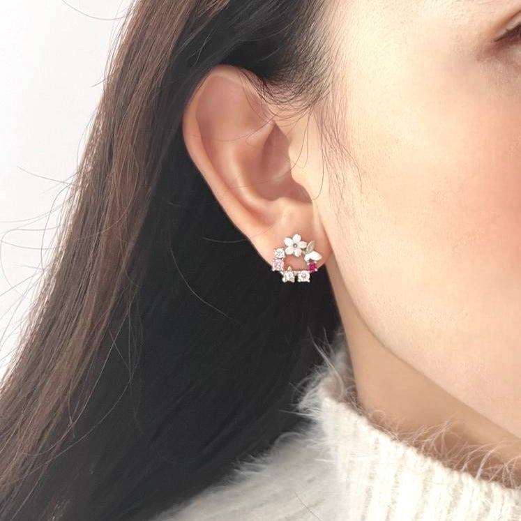 Floral Butterfly Earstud 925 Silver