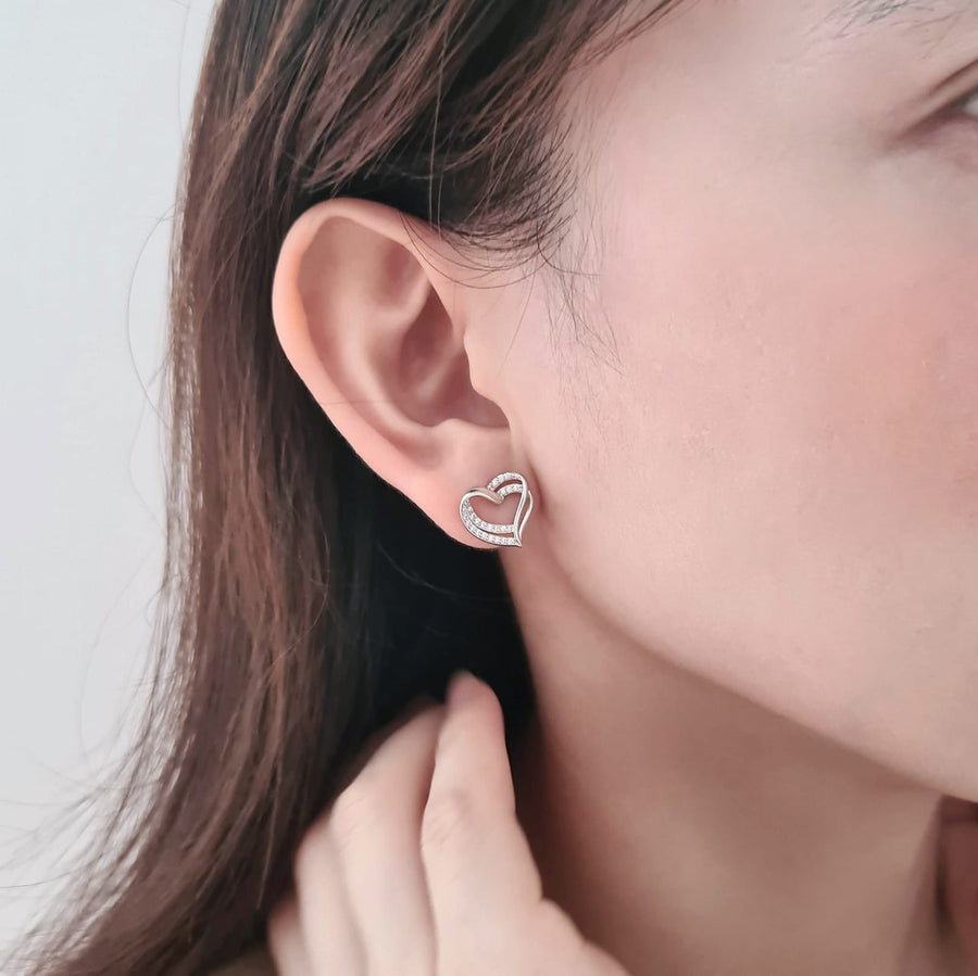 Cursive Heart Earstud 925 Silver