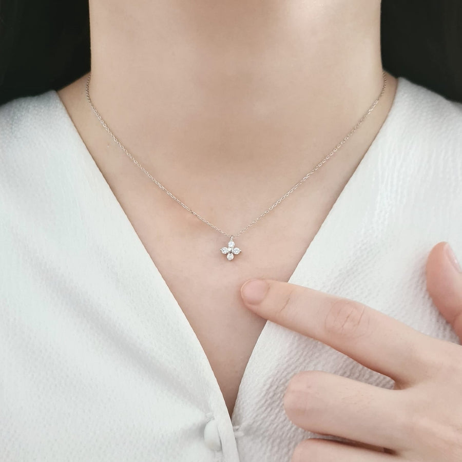 Dainty Fiona Clover Necklace 925 Silver