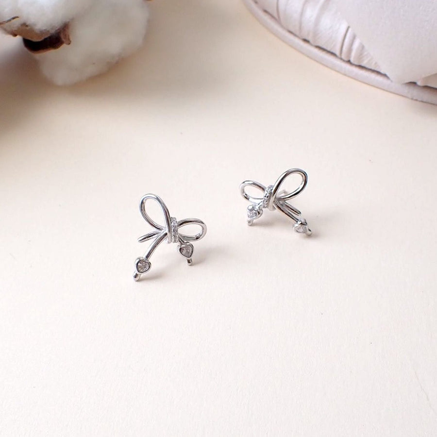Ribbon Heart Earrings 925 Silver
