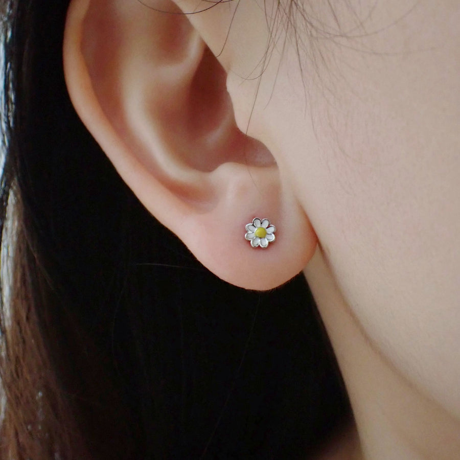 Daisy Barbell Earrings 925 Silver