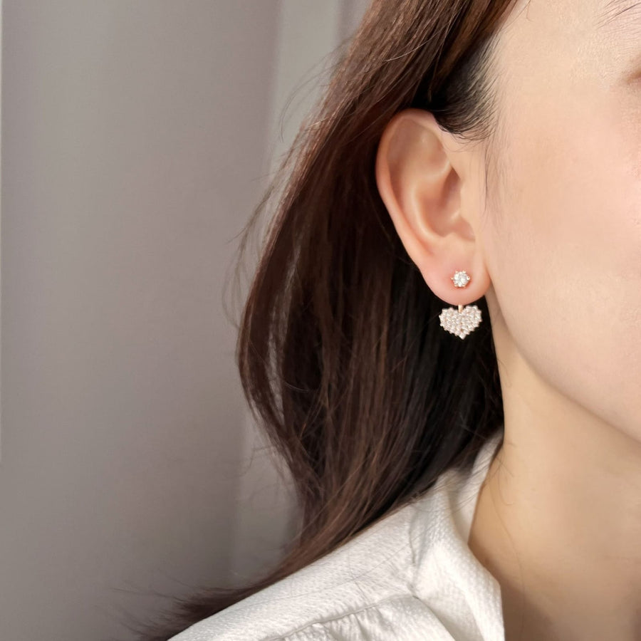 Dori Heart EarJacket Rose Gold Plated (925 Silver)