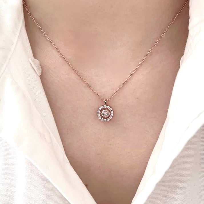 Basic Round Dancing Stone Necklace 925 Silver