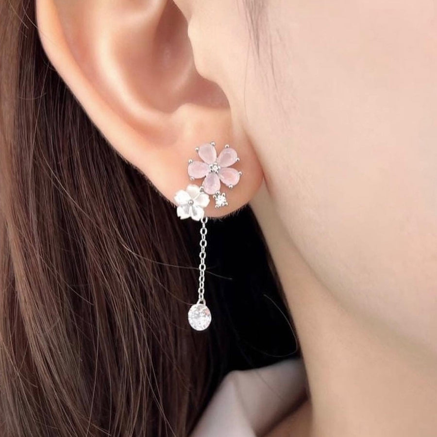 Sakura Dangling Two-Ways Earrings 925 Silver