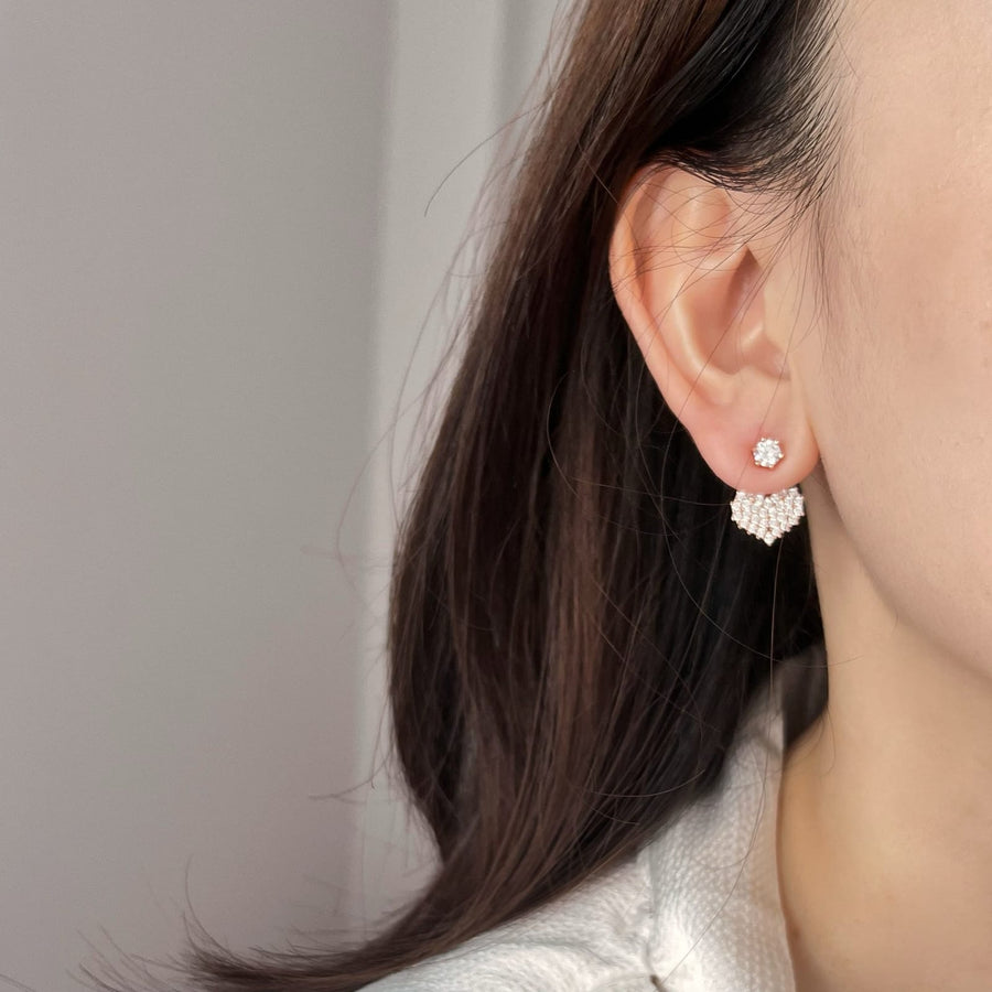 Dori Heart EarJacket Rose Gold Plated (925 Silver)